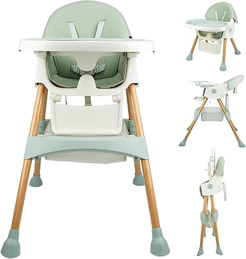 Adjustable Foldable High Chair with Double Tray