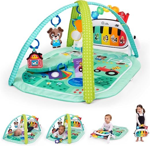 Baby Einstein, 4-in-1 Kickin' Tunes and Language Discovery Play Gym with Piano, Mat with Detachable Activity Toys, Lights, Sounds and Music, Ages Newborn +