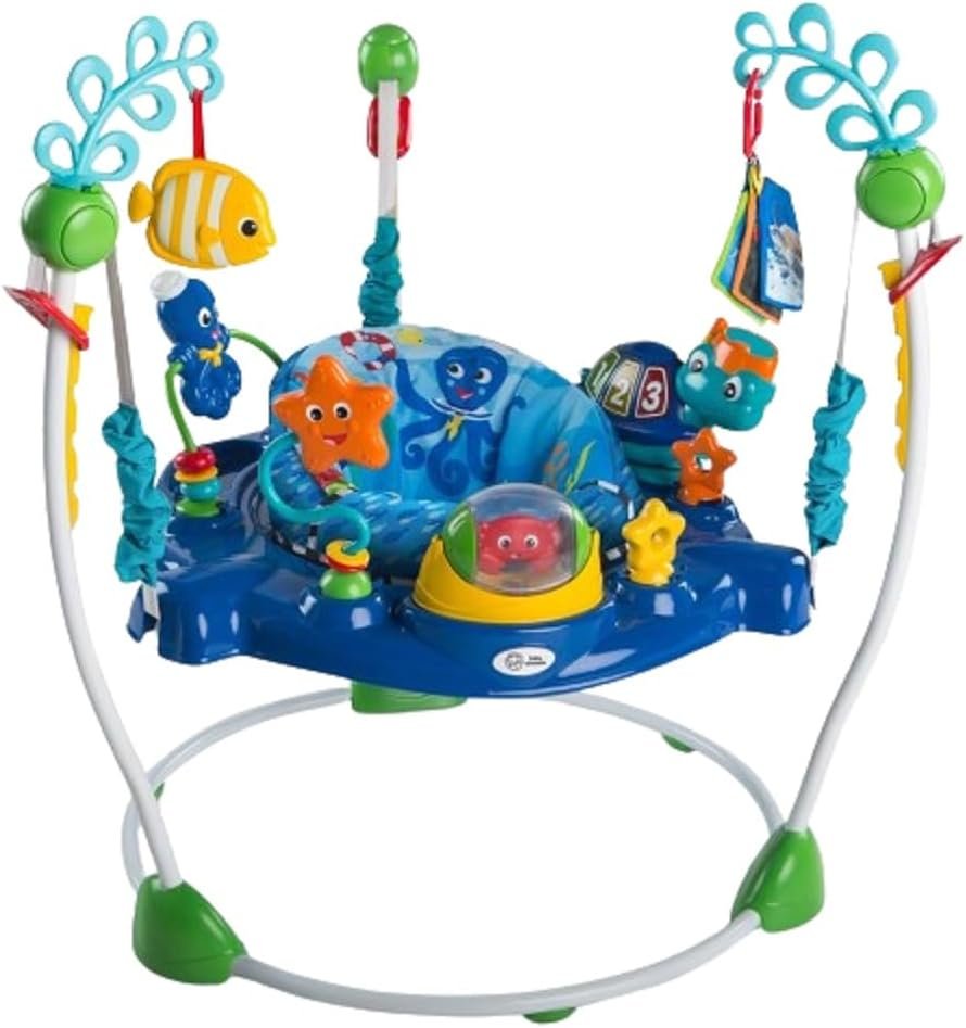 Baby Einstein, Neptune's Ocean Discovery Baby Activity Jumper & Bouncer, Play Centre with Removable Toys, Introduces Numbers and Colours, Languages, 4 Adjustable Heights, 360° Rotation, Ages 6 Months+