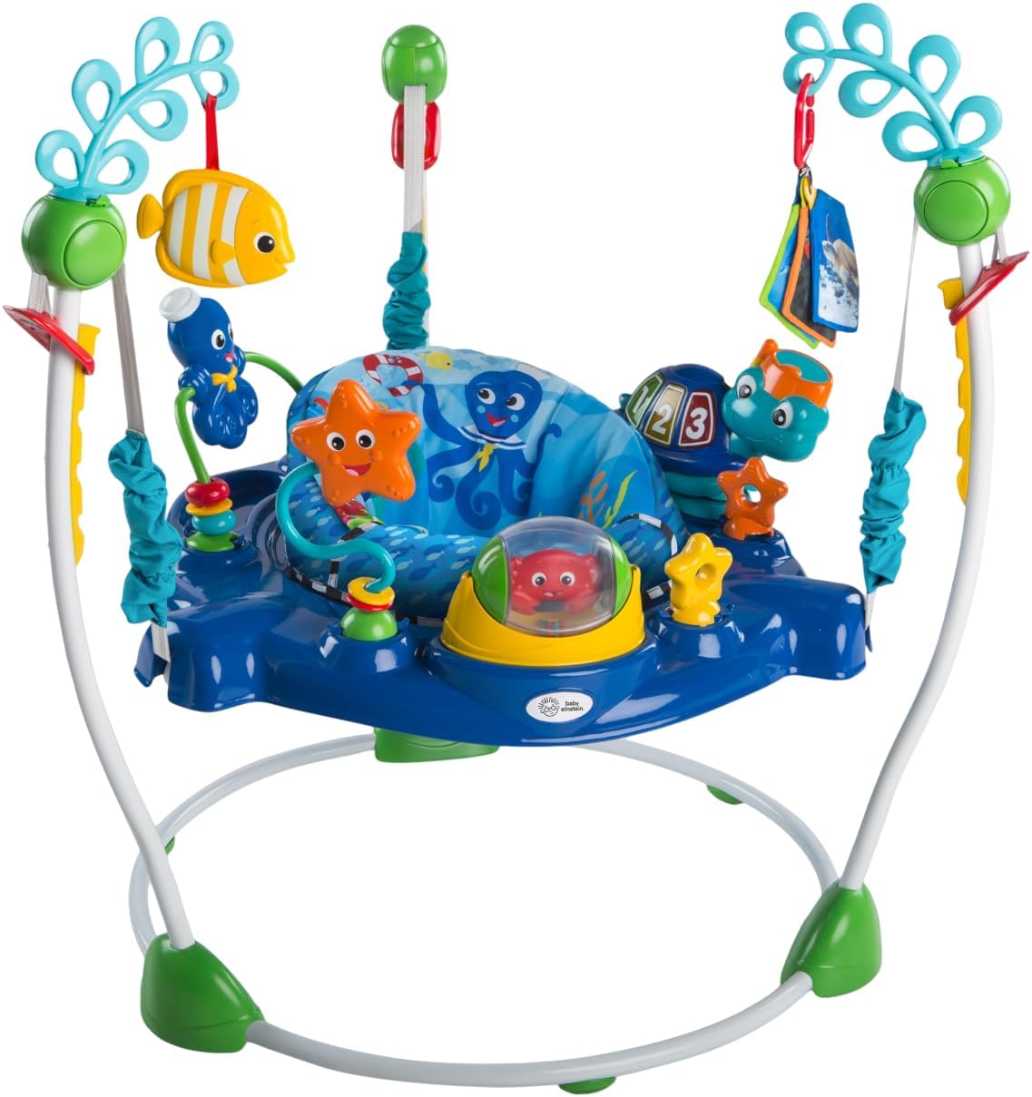 Baby Einstein, Neptune's Ocean Discovery Activity Jumper & Bouncer, Play Centre with Removable Toys, Introduces Numbers and Colours, Languages, 4 Adjustable Heights, 360° Rotation, Ages 6 Months+