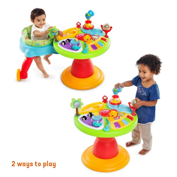 Children playing with the Bright Starts Around We Go 3-in-1 Activity Center