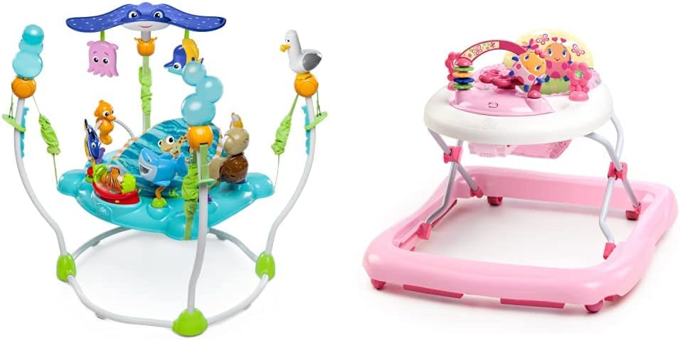 Bright Starts, Disney Baby, Finding Nemo Sea of Activities Jumper, Activity Centre with 13 Activities, Lights, Music and Ocean Sounds Ages 6 Months + & JuneBerry Walk-A-Bout Walker