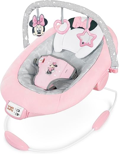 Bright Starts Minnie Mouse Rosy Skies Cradling Bouncer with Vibrating Seat & Melodies
