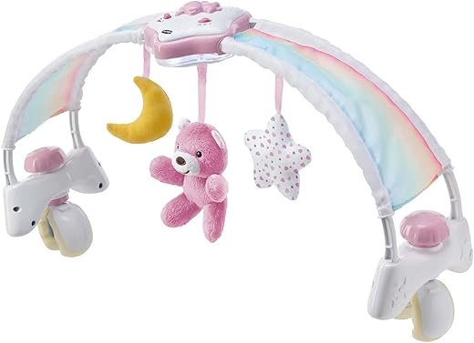 Chicco Rainbow Arch Development Game 2 in 1 Compatible with Next2Me Bed, Crib Panel with Rainbow Arch and Night Light with Music and Pendants - Baby Toy 0+ Months, Pink
