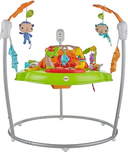 Fisher-Price CHM91 - Spielspaß Rainforest Jumperoo, mit Lichtern und Musik, höhenverstellbar, Babyspielzeug ab der Geburt