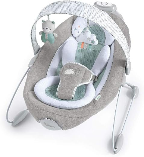 Ingenuity - SmartBounce Automatic Baby Bouncer Seat with White Noise, Music, Toy Bar & 2 Plush Infant Toys, Pemberton, Up to 20 lb, 0-6 Months