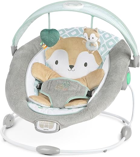 Ingenuity, InLighten Bouncer Kitt The Fox Light Up Play Arch Removable Bolster 2 Reclining Positions from birth to 6 months or 9 kg