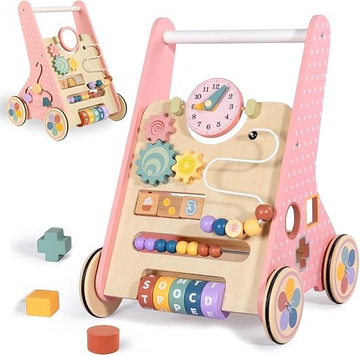 LOL-FUN Wooden 10in1 Push-Along Toddler Walker