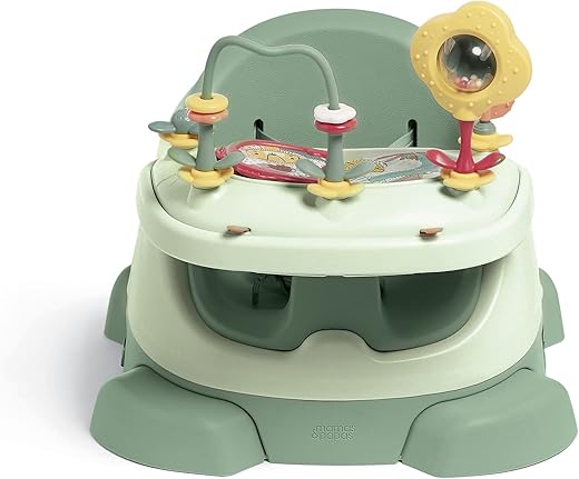 Mamas & Papas Baby Bug Booster Seat For Dining, Detachable Tray, Harness, Adjustable Seat and Non-Slip Feet, Eucalyptus