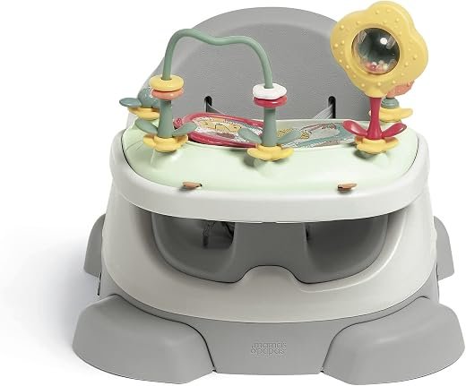 Mamas & Papas Bug 3-in-1 Baby Booster Seat & Activity Tray - Pebble Grey | 3-in-1 Versatile Design, Interactive Removable Play Tray, Secure 3-Point Harness, Easy-Clean Surface, Lightweight & Portable